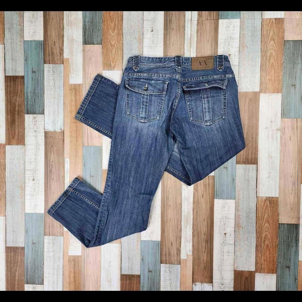 Armani‎ Exchange AX Womens Straight Leg Jeans Blue Denim Size 6 Short Low Rise